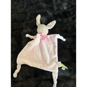 Dan Dee Baby Lovey Pink Cuddle Bunny Blanket Knotted Corners Rattle Polka Dot Bo